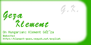geza klement business card
